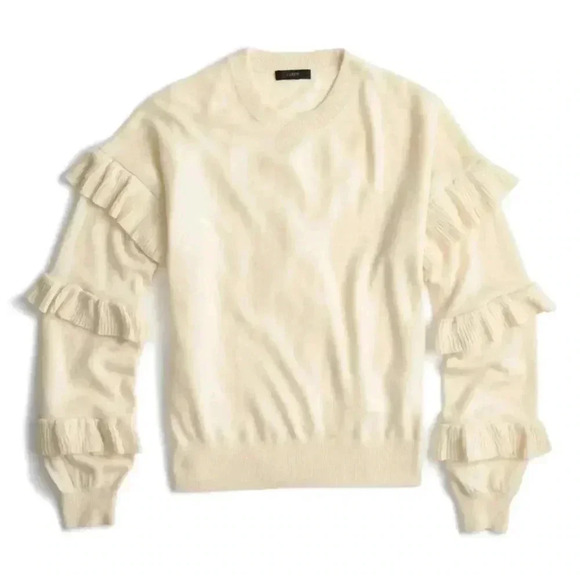 J. CREW Wool Blend Ruffle Sleeves Sweater - Picture 1 of 5